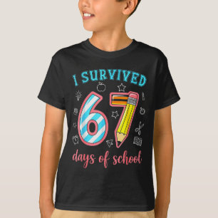 Ik heb 67 dagen school overleefd Funny 67 Meme Ler T-shirt