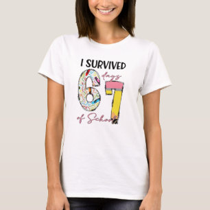 Ik heb 67 dagen school overleefd Funny 67 Meme Ler T-shirt