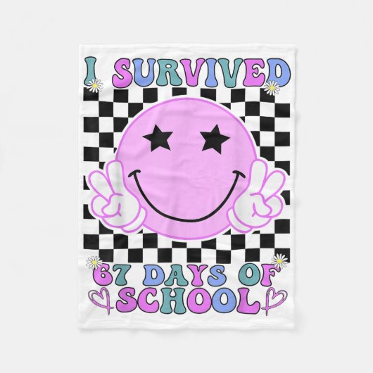 Ik heb 67 dagen school overleefd Funny 67 Meme Stu Fleece Deken (Voorkant)