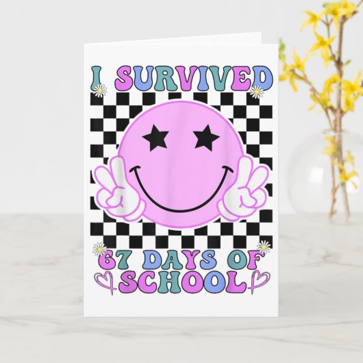 Ik heb 67 dagen school overleefd Funny 67 Meme Stu Kaart (Gele Bloem)