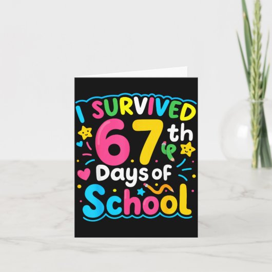 Ik heb 67 dagen school overleefd Funny 67 Meme Stu Kaart (Voorkant)