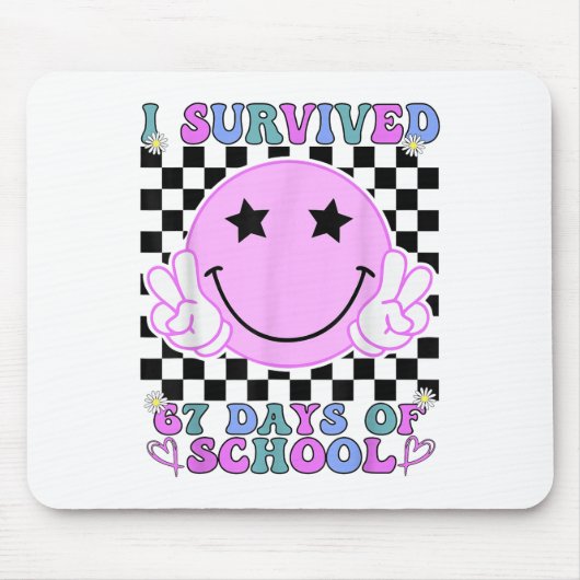 Ik heb 67 dagen school overleefd Funny 67 Meme Stu Muismat (Voorkant)
