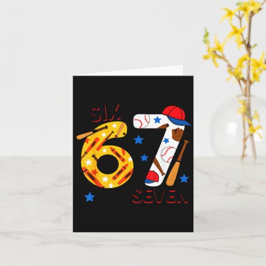 Ik heb 67 dagen school overleefd Funny 6 7 honkbal Kaart (Gele Bloem)