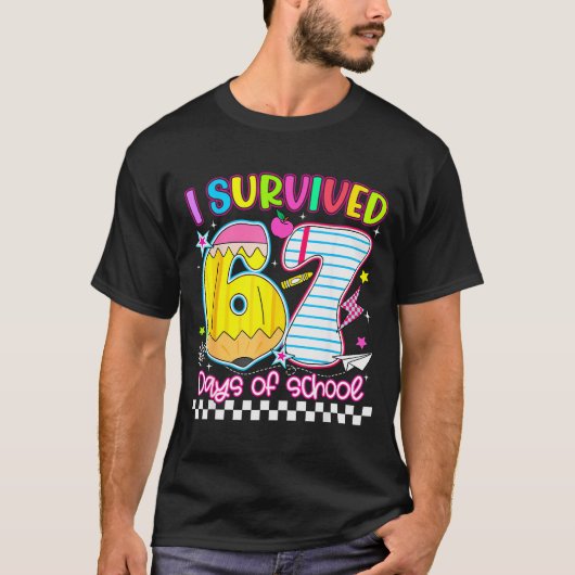 Ik heb 67 dagen school overleefd Funny Meme Jongen T-shirt (Voorkant)