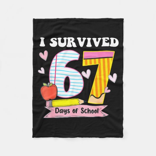 Ik heb 67 dagen school overleefd Funny Meme Leraar Fleece Deken (Voorkant)