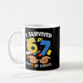 Ik heb 67 dagen school overleefd Funny Meme Leraar Koffiemok (Links)