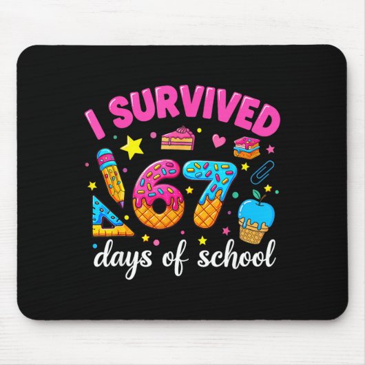 Ik heb 67 dagen school overleefd Funny Meme Leraar Muismat (Voorkant)