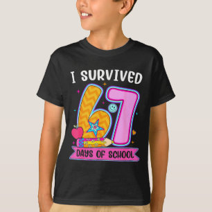 Ik heb 67 dagen school overleefd Funny Meme Leraar T-shirt