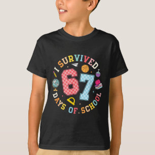Ik heb 67 dagen school overleefd Funny Meme Leraar T-shirt