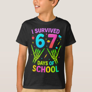 Ik heb 67 dagen school overleefd Funny Meme Leraar T-shirt