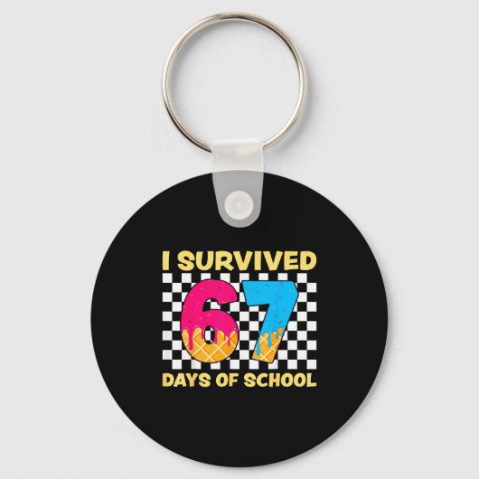 Ik heb 67 dagen school overleefd Funny Meme Studen Sleutelhanger (Voorkant)