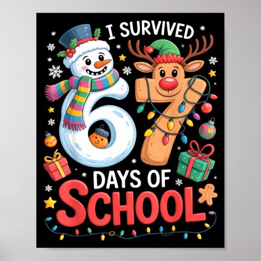 Ik heb 67 dagen school overleefd Funny Meme Zes Ze Poster (Voorkant)