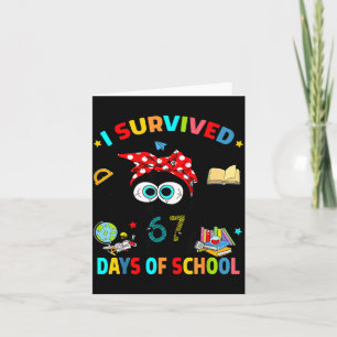 Ik heb 67 dagen school overleefd Funny Zwarte Kat  Kaart