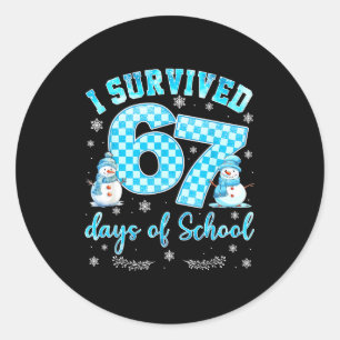 Ik heb 67 dagen school overleefd Grappig 67 Meme K Ronde Sticker