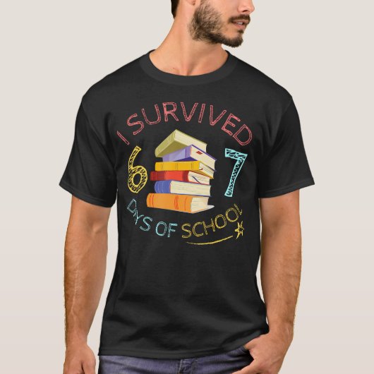 Ik heb 67 dagen school overleefd Grappig 67 Meme L T-shirt (Voorkant)