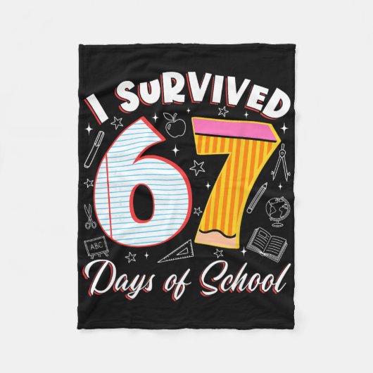 Ik heb 67 dagen school overleefd Grappig 6 7 Meme Fleece Deken (Voorkant)