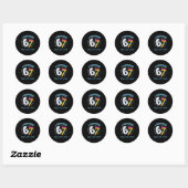 Ik heb 67 dagen school overleefd Grappig 6 7 Meme Ronde Sticker (Vel)