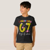 Ik heb 67 dagen school overleefd Grappig 6 7 Meme T-shirt (Voorkant volledig)