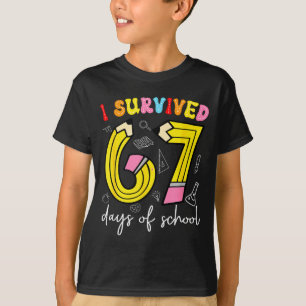 Ik heb 67 dagen school overleefd Grappig 6 7 Meme T-shirt