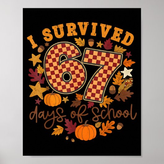 Ik heb 67 dagen school overleefd Grappig 6 7 Thank Poster (Voorkant)