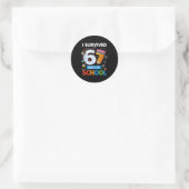 Ik heb 67 dagen school overleefd Grappige kinderen Ronde Sticker (Tas)