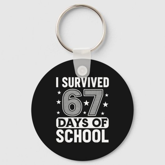 Ik heb 67 dagen school overleefd Grappige meme ler Sleutelhanger (Voorkant)