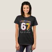 Ik heb 67 dagen school overleefd Grappige meme ler T-shirt (Voorkant volledig)