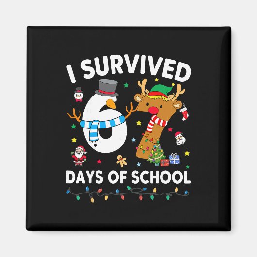 Ik heb 67 dagen school overleefd Grappige meme zes Magneet (Voorkant)