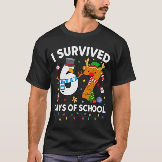 Ik heb 67 dagen school overleefd Grappige meme zes T-shirt (Voorkant)