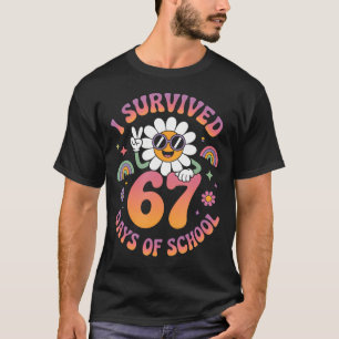 Ik heb 67 dagen school overleefd Groovy Retro Lera T-shirt