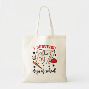 Ik heb 67 dagen school overleefd Honkbal Sport 100 Tote Bag