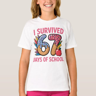 Ik heb 67 dagen school overleefd Ijsroomwafel T-shirt