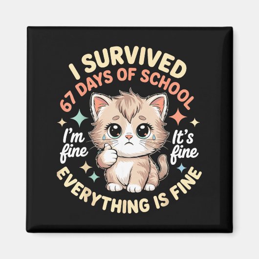 Ik heb 67 dagen school overleefd Kat Het gaat goed Magneet (Voorkant)