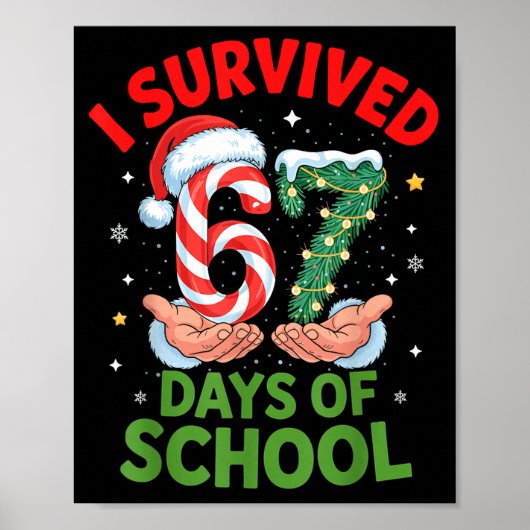 Ik heb 67 dagen school overleefd Kerst Kerststok Poster (Voorkant)