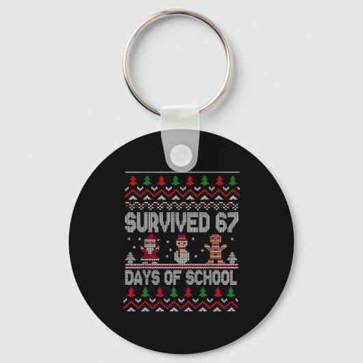 Ik heb 67 dagen school overleefd Kerst Student Tea Sleutelhanger (Voorkant)