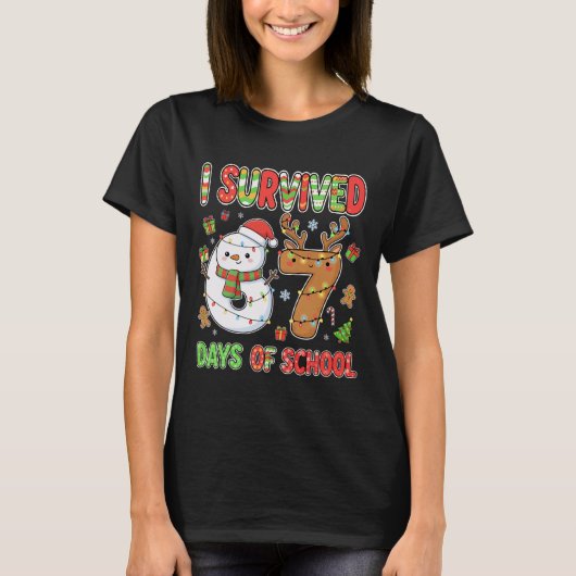 Ik heb 67 dagen school overleefd Kerstmeme Grappig T-shirt (Voorkant)