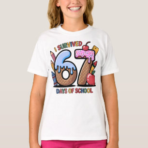 Ik heb 67 dagen school overleefd Kleurrijke school T-shirt