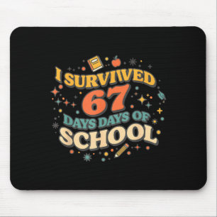 Ik heb 67 dagen school overleefd Retro Meme Lerare Muismat