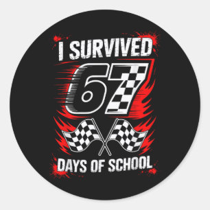 Ik heb 67 dagen school overleefd Six Seven Meme Ra Ronde Sticker