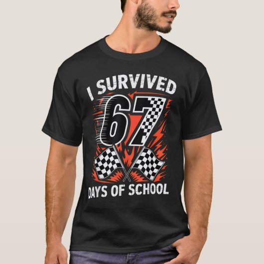Ik heb 67 dagen school overleefd Six Seven Meme Ra T-shirt (Voorkant)