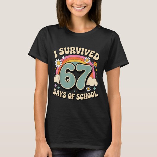 Ik heb 67 dagen school overleefd Six Seven Meme T-shirt (Voorkant)