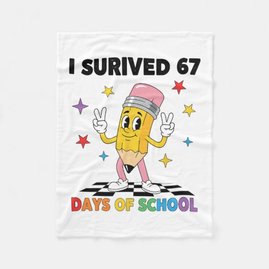 Ik heb 67 dagen school overleefd Six Seven meme vo Fleece Deken (Voorkant)