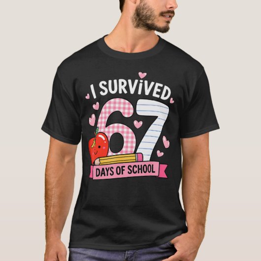Ik heb 67 dagen van school overleefd Student T-shirt (Voorkant)