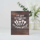 "Ik heb 99 problemen, maar een grill is niet een-g Briefkaart (Staand voorkant)