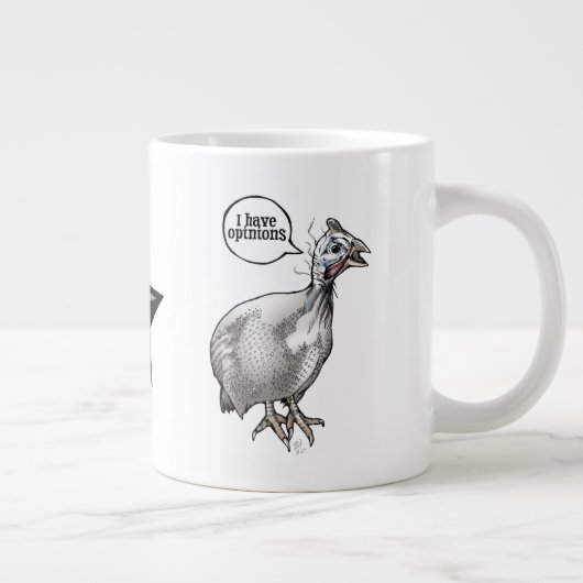 Ik heb adviezen (parelhoenders) grote koffiekop (Rechts)