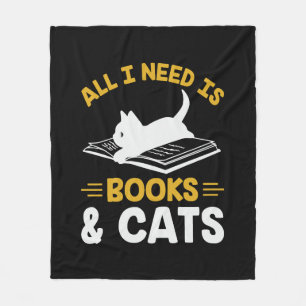Ik heb alleen boeken en katten nodig fleece deken