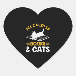 Ik heb alleen boeken en katten nodig hart sticker