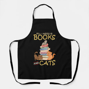 Ik heb alleen boeken en katten nodig schort
