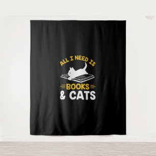 Ik heb alleen boeken en katten nodig wandkleed
