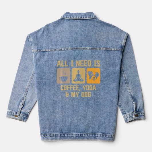 Ik heb alleen Coffee Yoga en mijn hond nodig Denim Jacket (Achterkant)